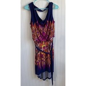 Fenn Wright Manson Woman Career Hi Lo Sheath Sleeveless Dress Size 14 Multicolor